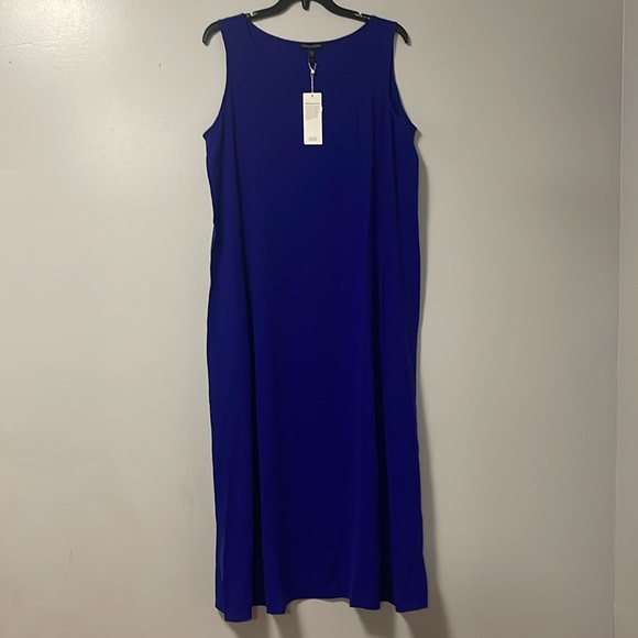Eileen fisher Silk Georgette Crepe Scoop Neck Dress - Picture 4 of 7